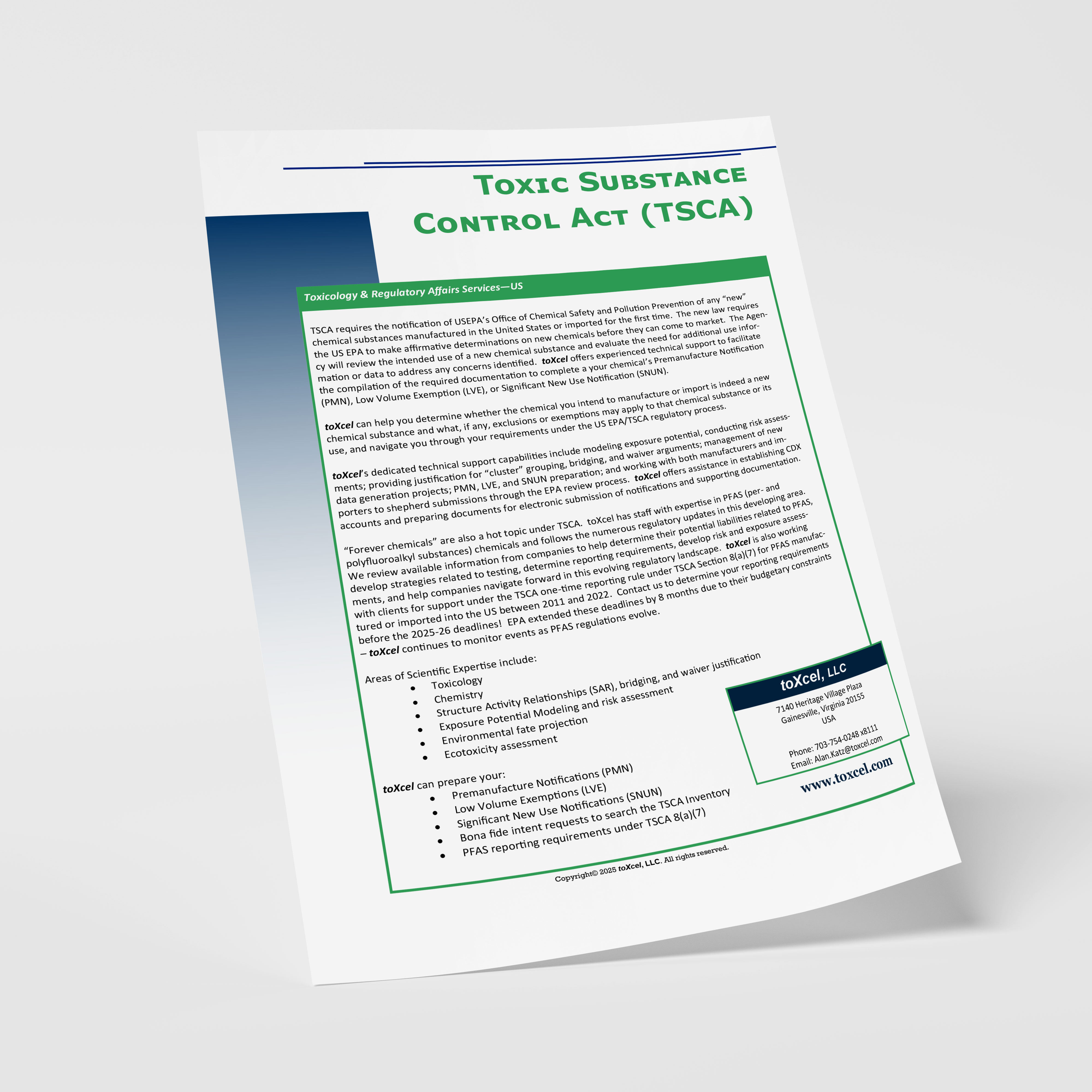 TSCA white paper-mockup mockup image of a Toxic Substance Control Act (TSCA) whitepaper